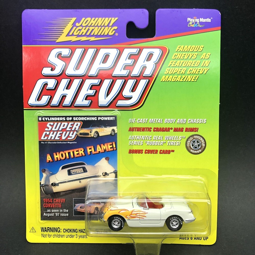 Johnny Lightning Super Chevy‎ 1954 '54 Chevrolet Corvette Diecast Car White 1/64